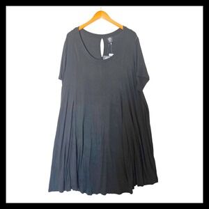 Bobeau Womens Plus Size 3X Dress Black Short Sleeves Midi Shift NWT